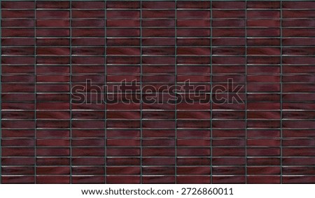 Background of dark red maroon ceramic tiles with a shiny glossy finish. The rectangular tiles are stacked horizontally, featuring uneven edges and a rich glazed texture that reflects light.