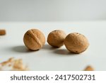 background for design with cinnamon, nuts on a white background.