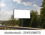 Background for design, white billboards on city streets and along roads