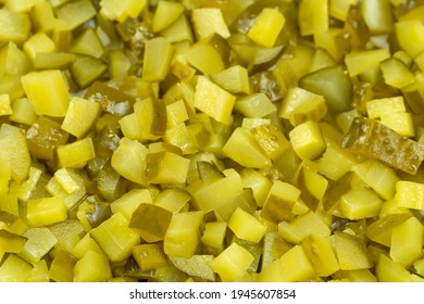 Background Of Diced Pickles Close-up, Top View