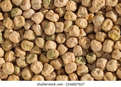 Background Of Dried Green Peas. Textured Green Pea Seeds Close-up - Organic Natural Background. Dried Pea Seeds For Sowing