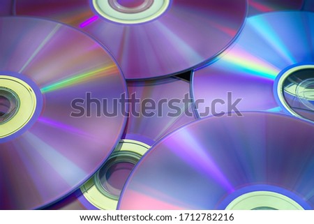 Background of DVDs. Close up.