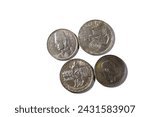 Background of Egyptian silver coins of Orabi revolution, President Gamal Abdel Nasser, king Farouk I and the golden Jubilee of the Arab league, old vintage retro silver coins of different times