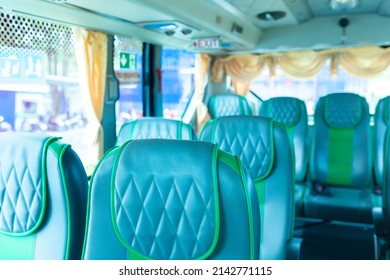 Background In Empty Public Bus, Abstract Transportation Background.