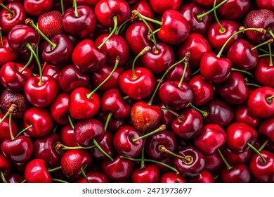 Background filled with the close-up details of ripe maroon cherries - Powered by Shutterstock