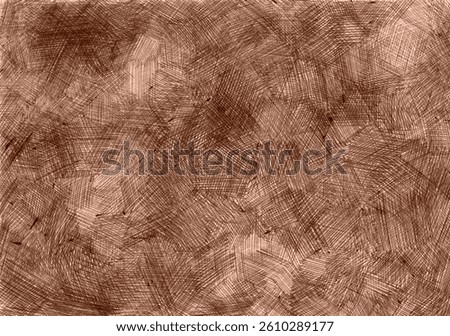 Background filled with stroke texture. Drawing with colored pens. Thin intersecting strokes. Stains of different tones. Different colors and shades of brown, peach, pastel color. Mocha mousse.