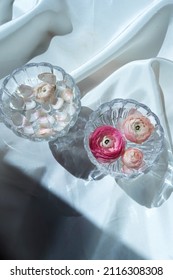 Background With Flowers And Cristal Glass