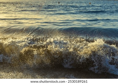 Similar – Image, Stock Photo Sunset at Playa de las Catedrales , Spain