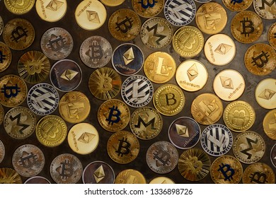 Background Form Crypto Currency Coins