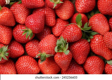 Hintergrund von frisch geernteten Erdbeeren, direkt oben