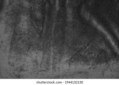 Background Of Fuzzy Fluffy Crumpled Dark Grey Fleece Blanket