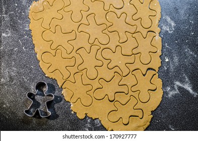 Background with Gingerbread dough for Christmas cookies 