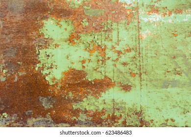 Background of green rusty metal texture