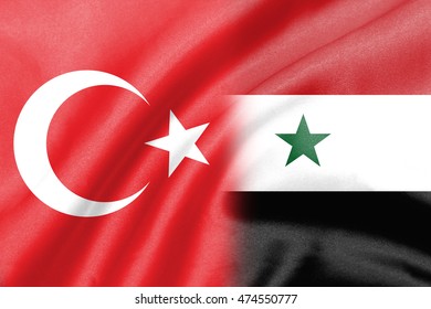 Background Of Half Syria Half Turkey Ripple Flag