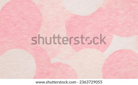 Background illustration of pink and white circles overlapping on Japanese paper texture.