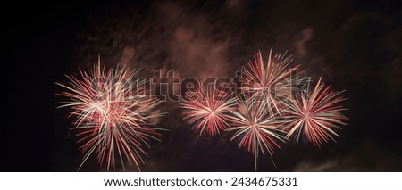 Background image of beautiful colorful fireworks in the sky to celebrate the Khao Wang Festival. Phetchaburi Province, Thailand