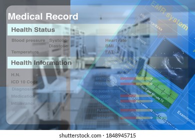 Background image of computer screen showing electronic medical records application with computer lab.