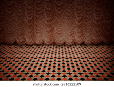Background image featuring a floor made of multicolored tiles.