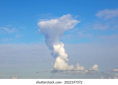 Background image: a large vertical cloud high in the blue sky