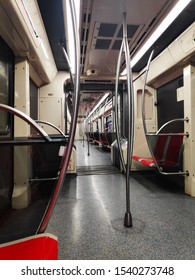background inside of the rushing subway train,empty interior of the train