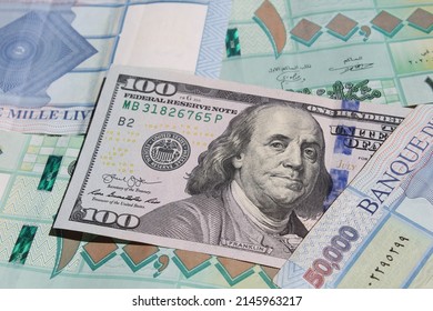 Background Of Lebanese Lira Money With Dollars Money Representing The Economic Crisis In Lebanon