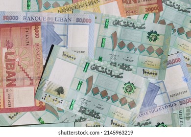 Background Of Lebanese Lira Money With Dollars Money Representing The Economic Crisis In Lebanon