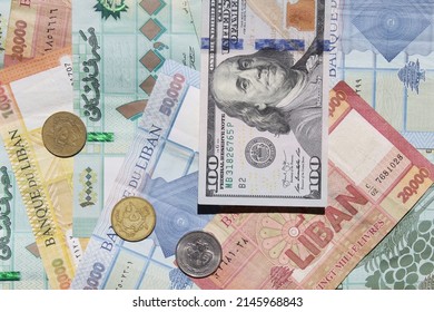 Background Of Lebanese Lira Money With Dollars Money Representing The Economic Crisis In Lebanon