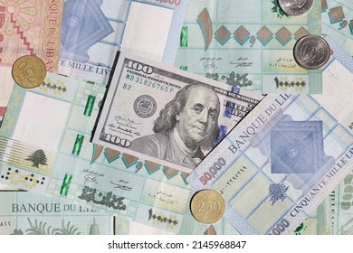 Background Of Lebanese Lira Money With Dollars Money Representing The Economic Crisis In Lebanon