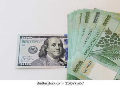 Background Of Lebanese Lira Money With Dollars Money Representing The Economic Crisis In Lebanon