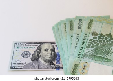 Background Of Lebanese Lira Money With Dollars Money Representing The Economic Crisis In Lebanon