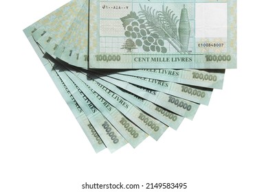 Background Of Lebanese Lira Money Representing The Economic Crisis In Lebanon, One, Two, Three, Four, Five, Six, Seven, Eight, Nine, Ten Hundred