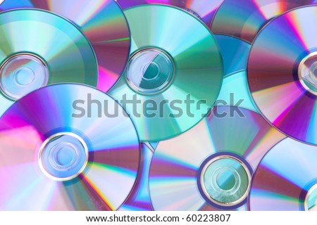 background made out of compact discs CDs in closeup