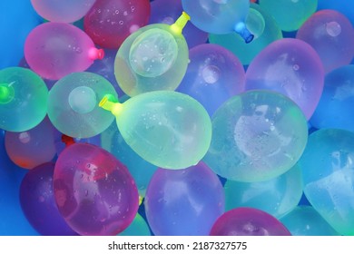 Background Made With A Stack Of Colored Water Balloons In A Bucket