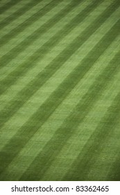 Background of manicured outfield grass at a baseball stadium.