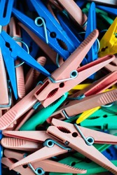 Background Of Many Colorful Clothespins 