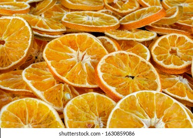 Background of many dried oranges