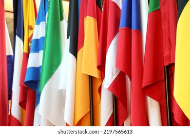 Background With Many International Flags Of Many Nations And Different Colors