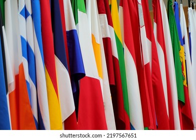 Background With Many International Flags Of Many Nations And Different Colors