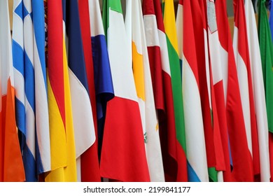 Background With Many International Flags Of Many Nations And Different Colors