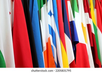 Background With Many International Flags Of Many Nations And Different Colors