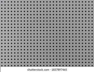 Background with many small square holes. Grey metal sheet with through square holes, textured iron. Metal grill with holes.  - Powered by Shutterstock