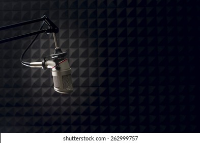 Background With Microphone In Radio Station Studio