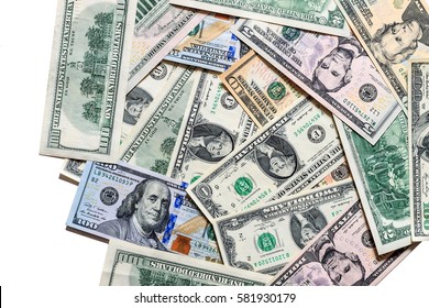 Background with money american dollar bills. Cash dollars isolated on a white.