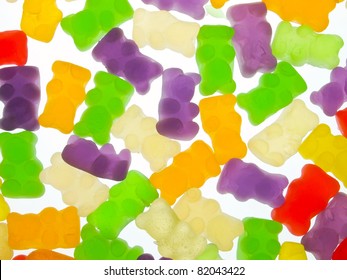 Background of multicolored gummy bears