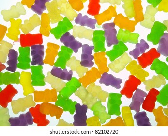 Background of multicolored gummy bears