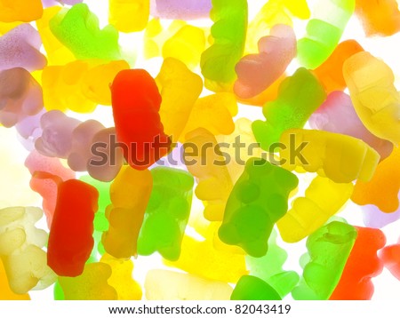 Background of multicolored gummy bears