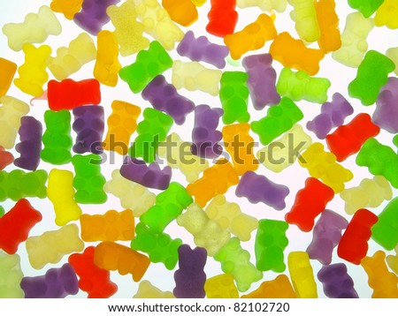 Background of multicolored gummy bears