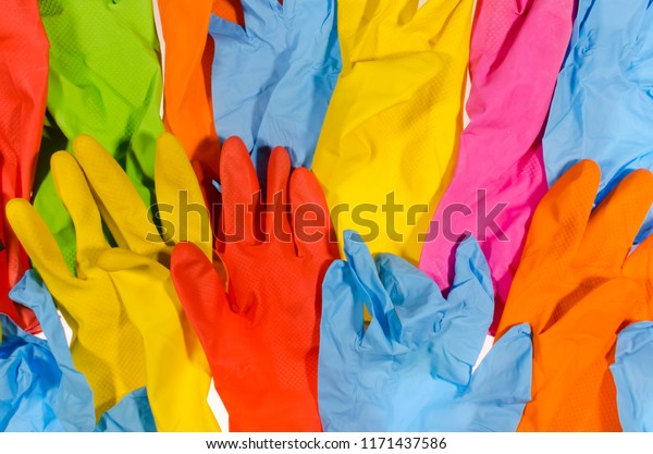 colored latex gloves