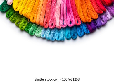background from multi-colored threads, embroidery floss