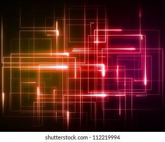 Background of multiple orange and pink geometric lights Stock Photo